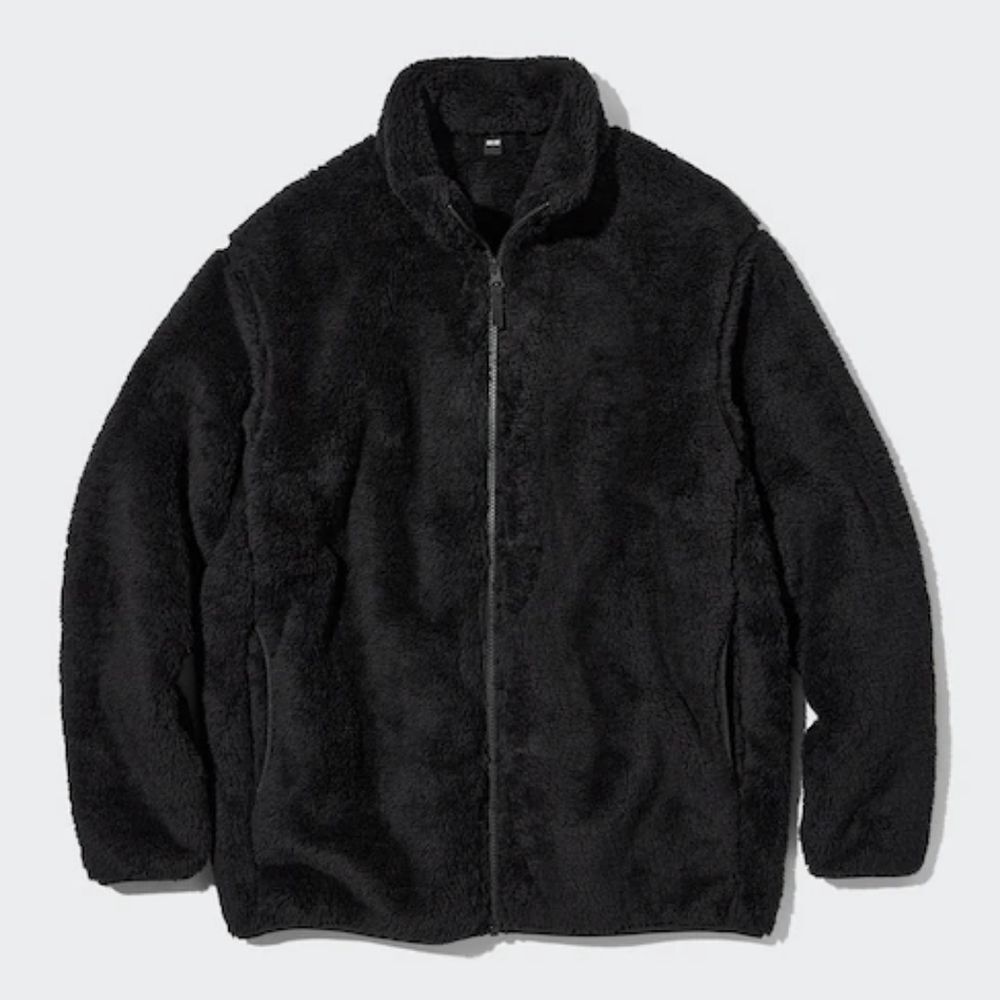 Uniqlo Black Men's Fluffy Sherpa Jacket with Full Zip